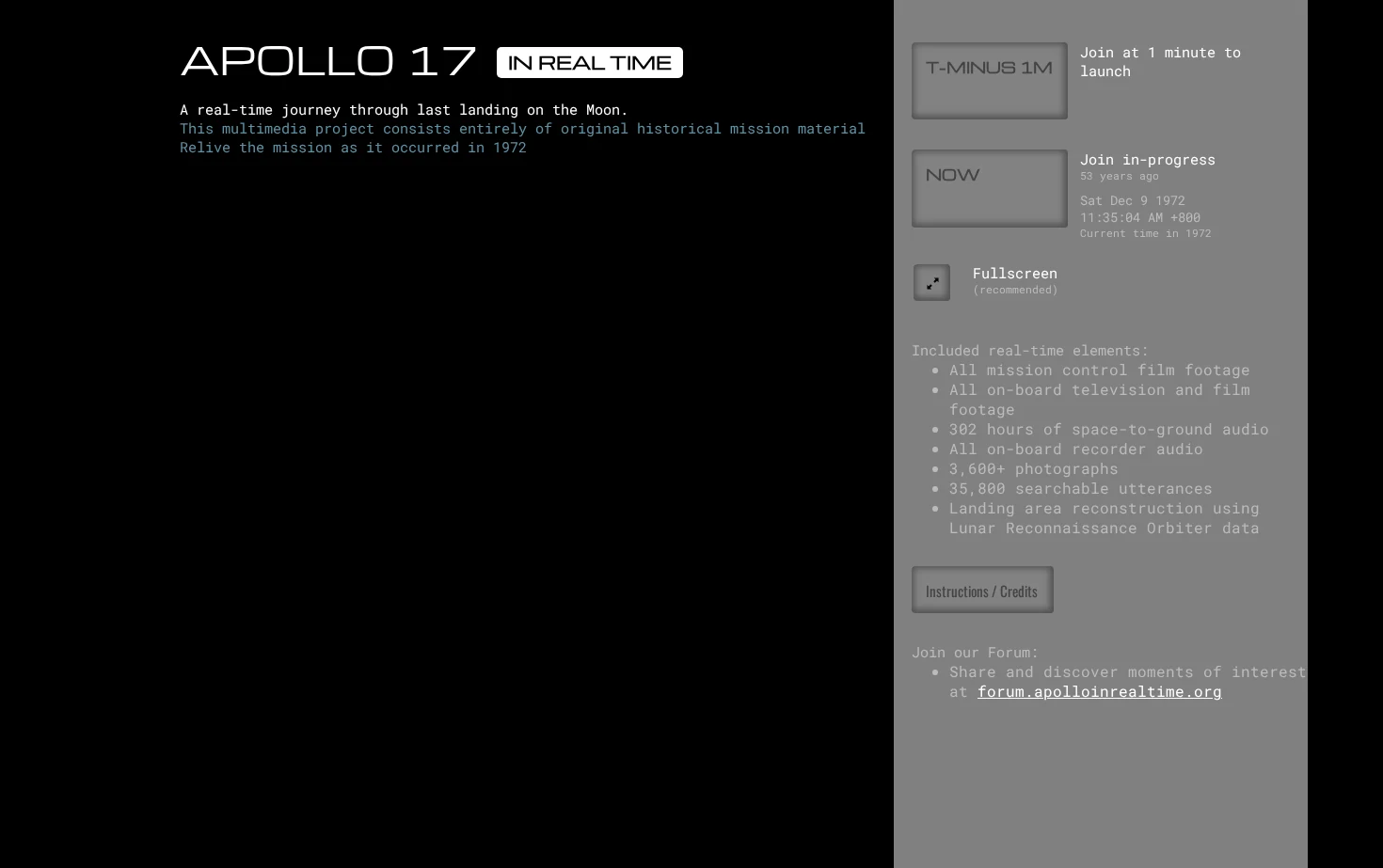 Apollo 17 in Real Time 页面快照